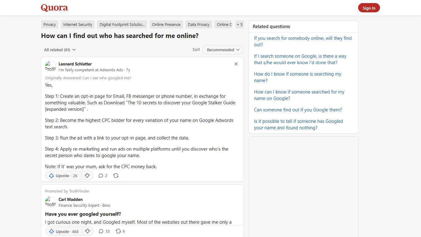 How to find out who has searched for me online - Quora